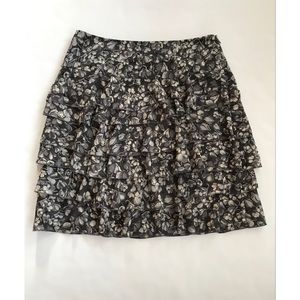 LOFT Petite Ruffled Floral Mini Skirt     0P